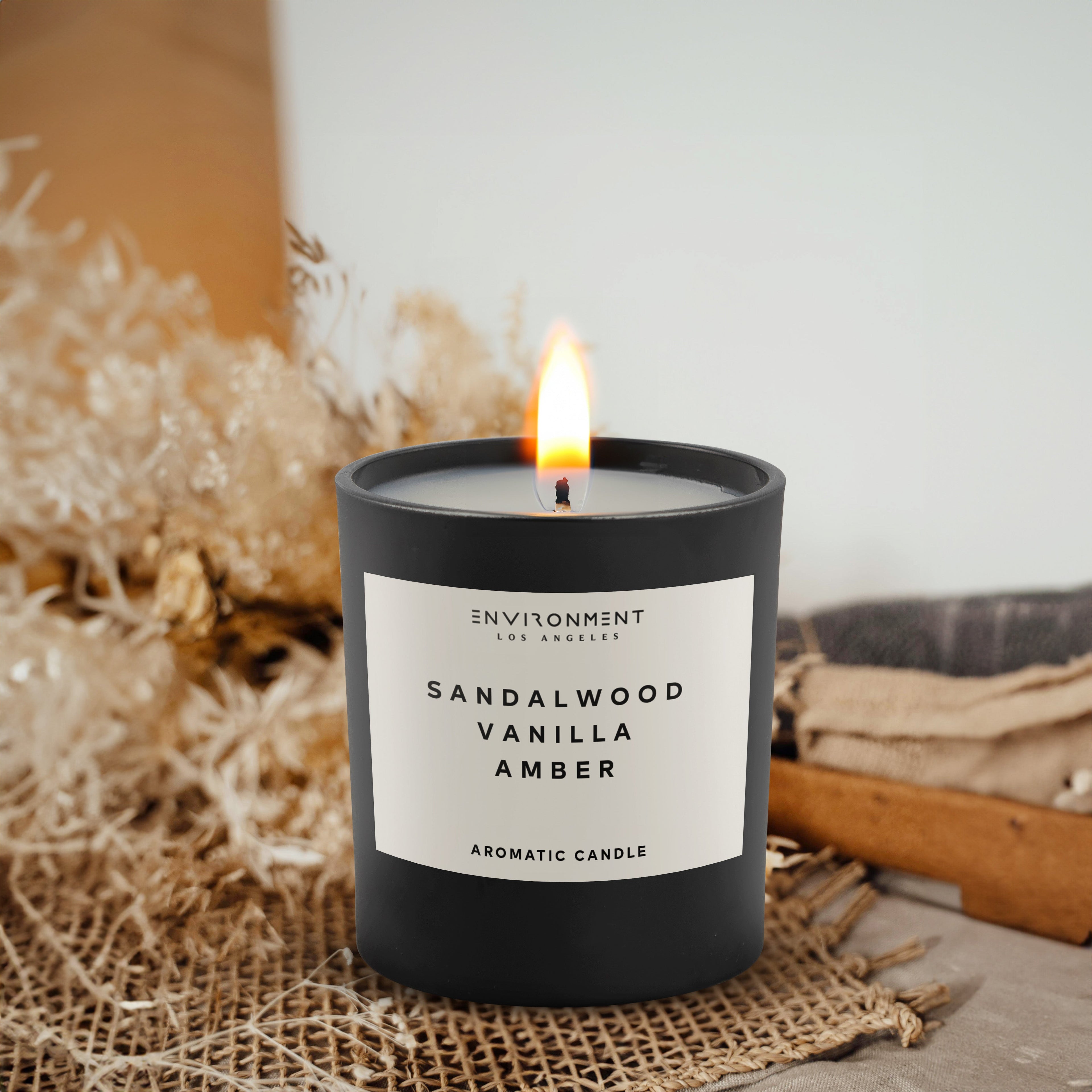 8oz Sandalwood | Vanilla | Amber Candle with Lid and Box (Inspired by Hotel Costes®)