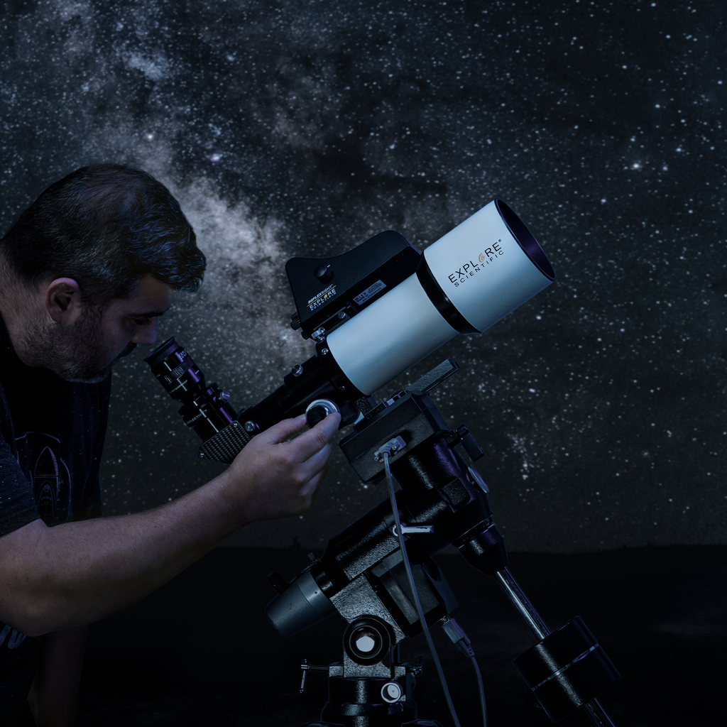 ED80 Essential Series Air-Spaced Triplet Refractor Telescope with 0.8x Focal Reducer and iEXOS-100-2 PMC-Eight Equatorial Tracker System | Telescope | Wiccan Center
