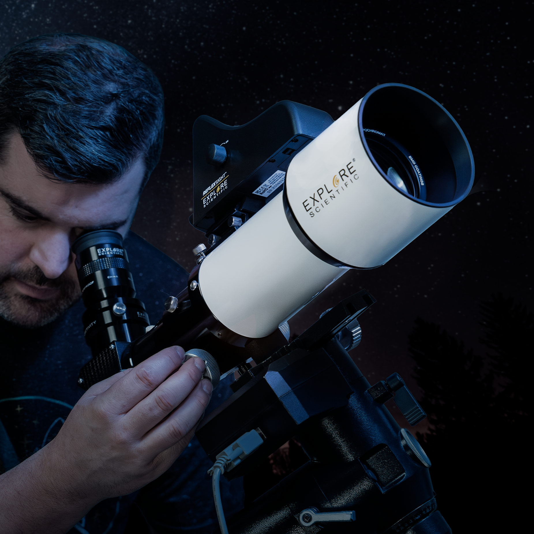 ED80 Essential Series Air-Spaced Triplet Refractor Telescope with 0.8x Focal Reducer and iEXOS-100-2 PMC-Eight Equatorial Tracker System | Telescope | Wiccan Center
