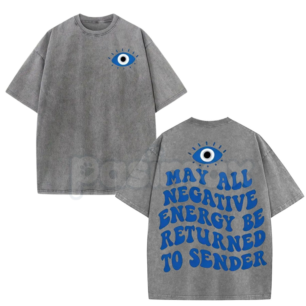 Evil Eye Energy Shield Washed T-Shirt – Mystic Protection Graphic Tee, Retro Aesthetic Oversized Talisman Top | T-Shirt | Wiccan Center