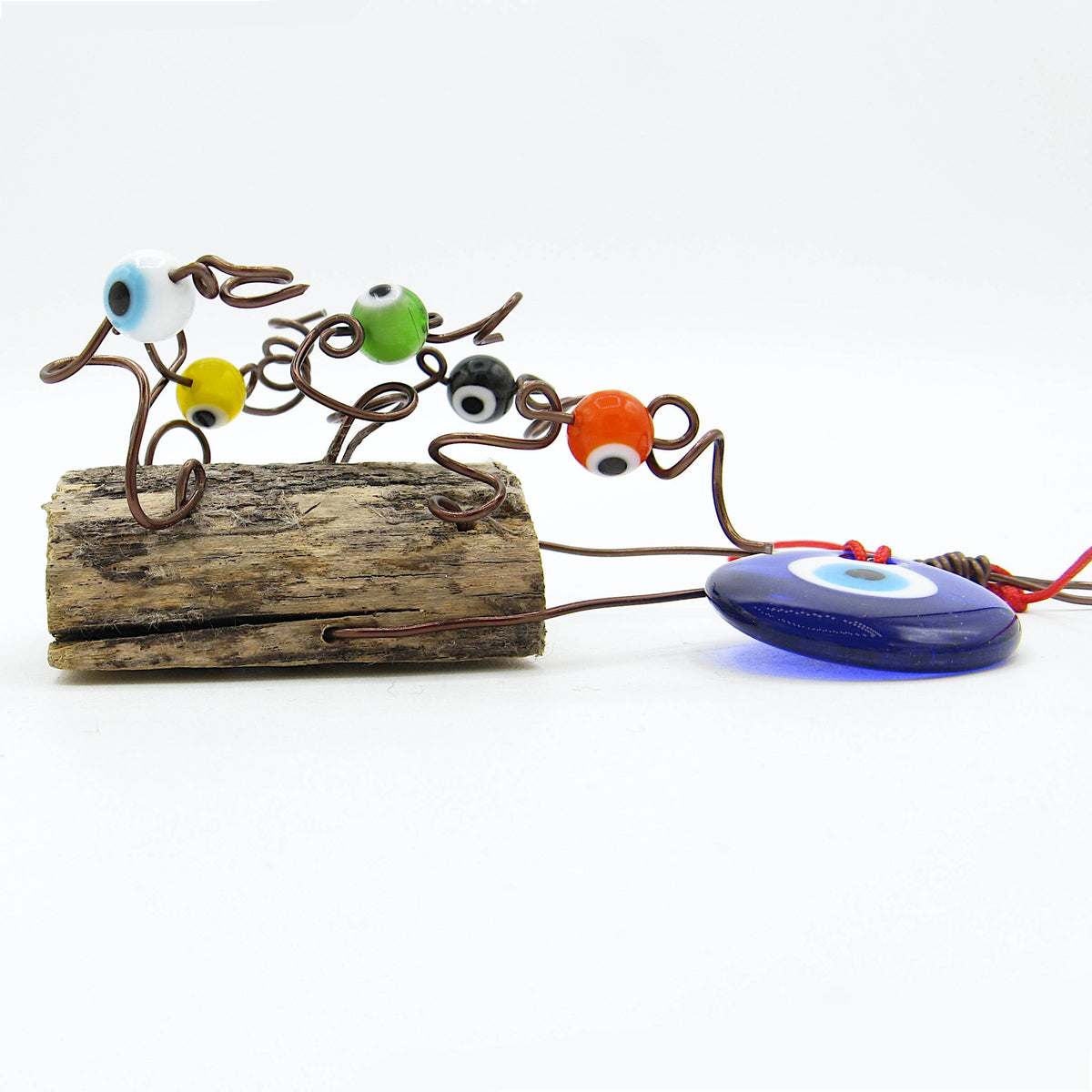 Evil Eye Wall Hanging with Wood Chunk Protection - Handcrafted | Wall Hangings | Wiccan Center