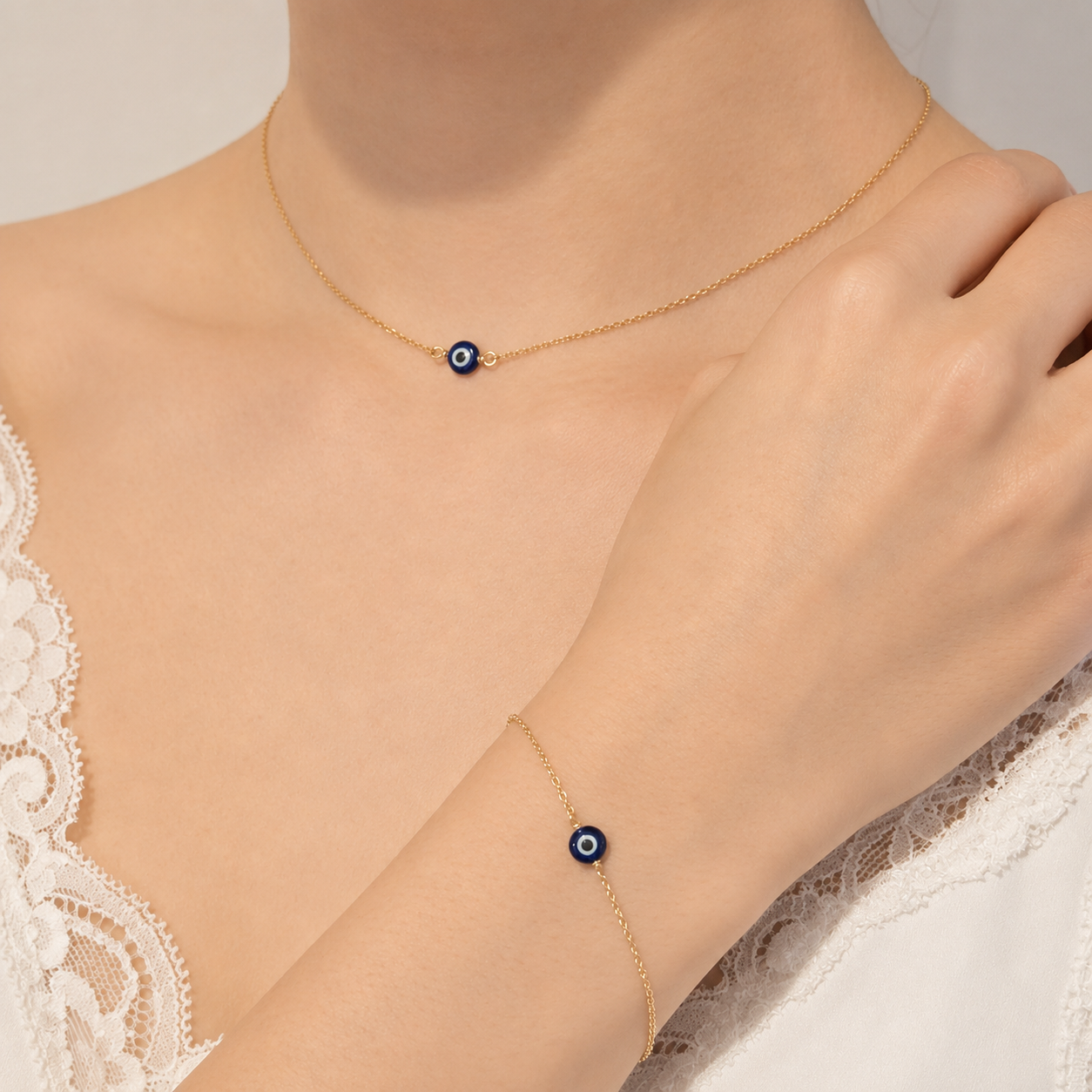 Evil Eye Necklace with Swarovski Clasp