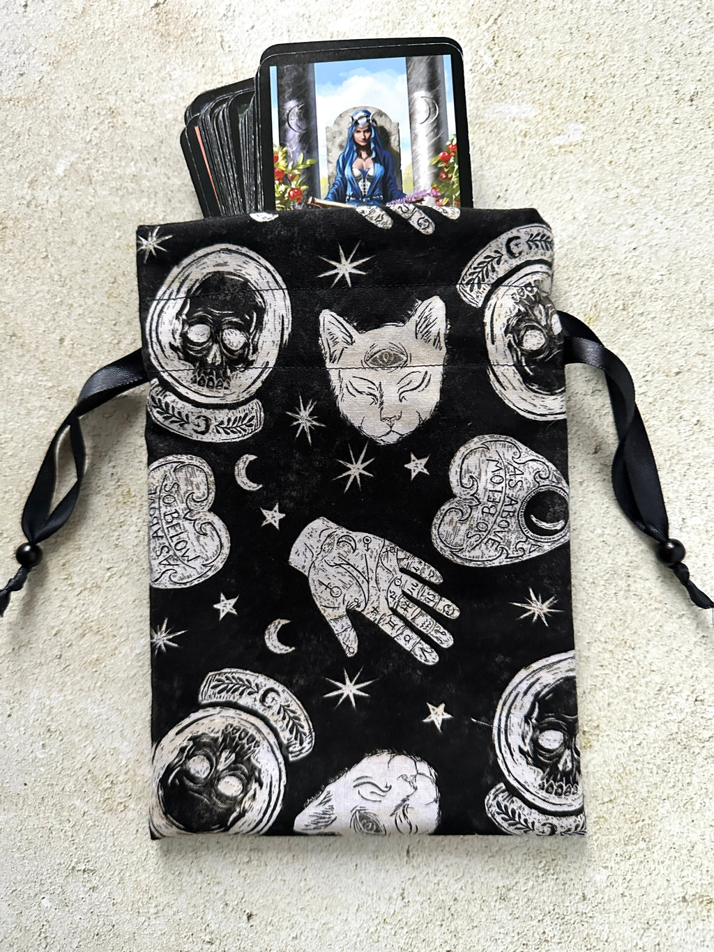 Witchy Tarot Card Bag, Ouija Drawstring Bag