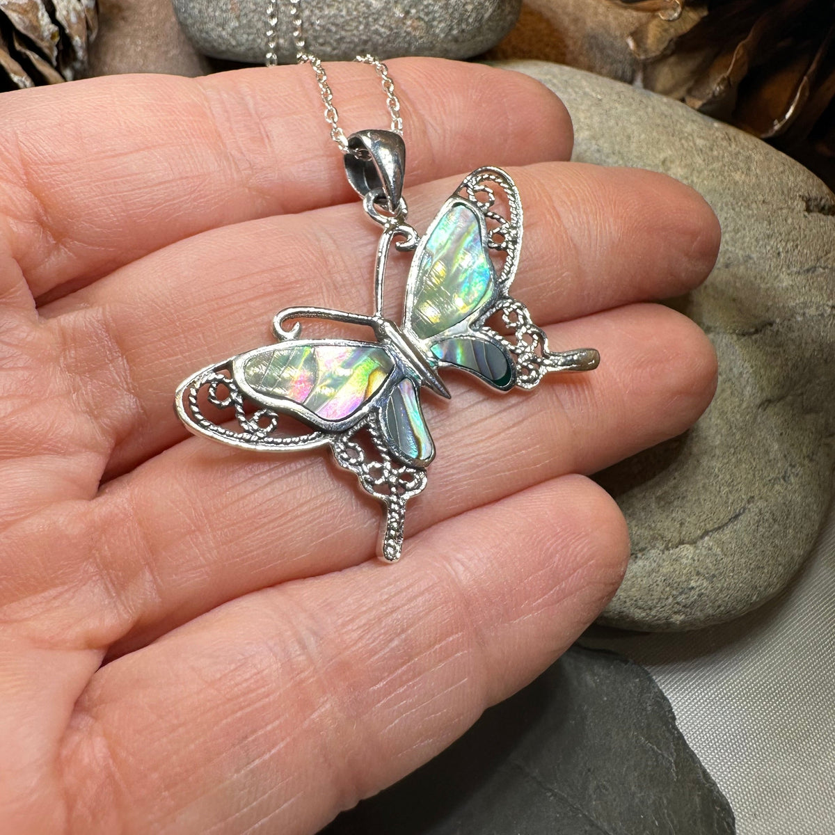 Adeliza Butterfly Necklace in Sterling Silver | Pendant | Wiccan Center