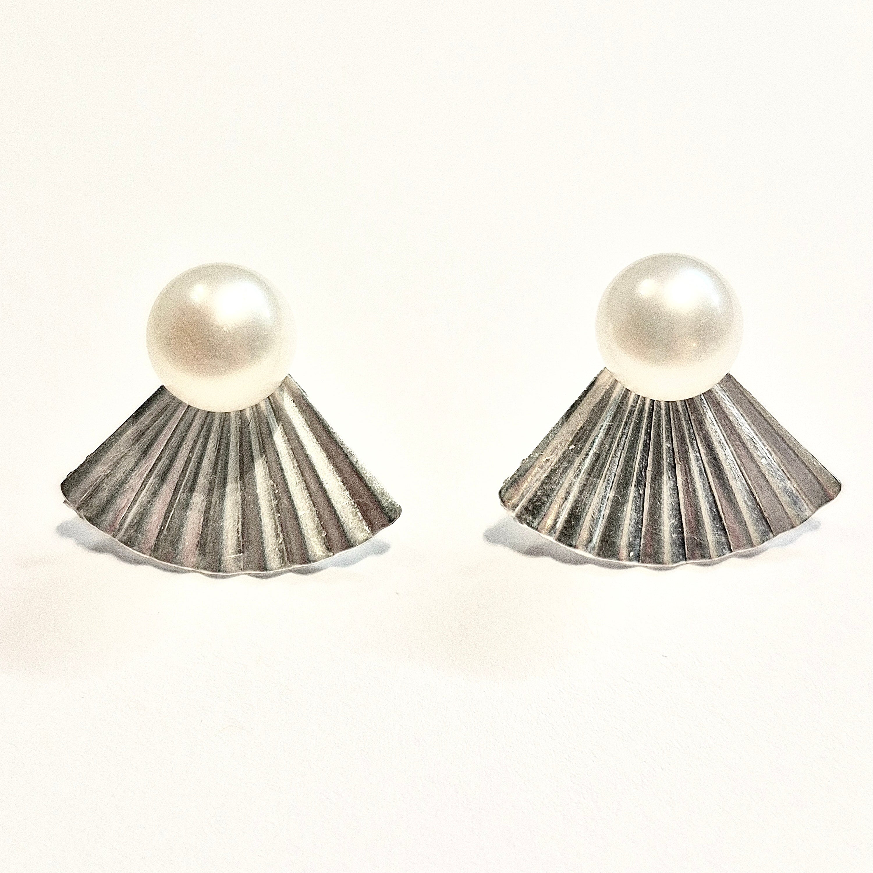 Pearl Fan Ear Jacket Stud Earrings
