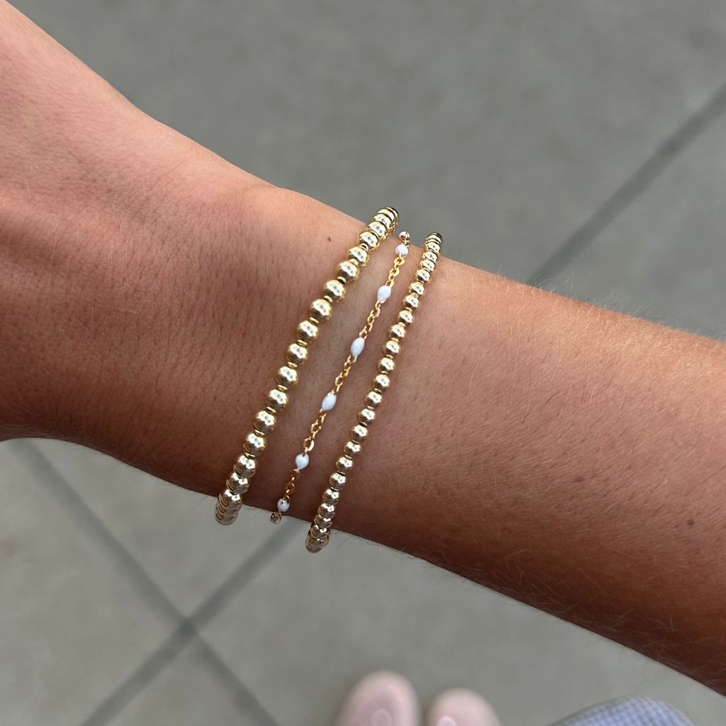white daisy + juno bracelet triple stack (3+4mm) | | Wiccan Center