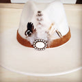 **Genuine Suede Leather Hat Band w/ Stone Pendant & Feathers 954u | Hat Band | Wiccan Center