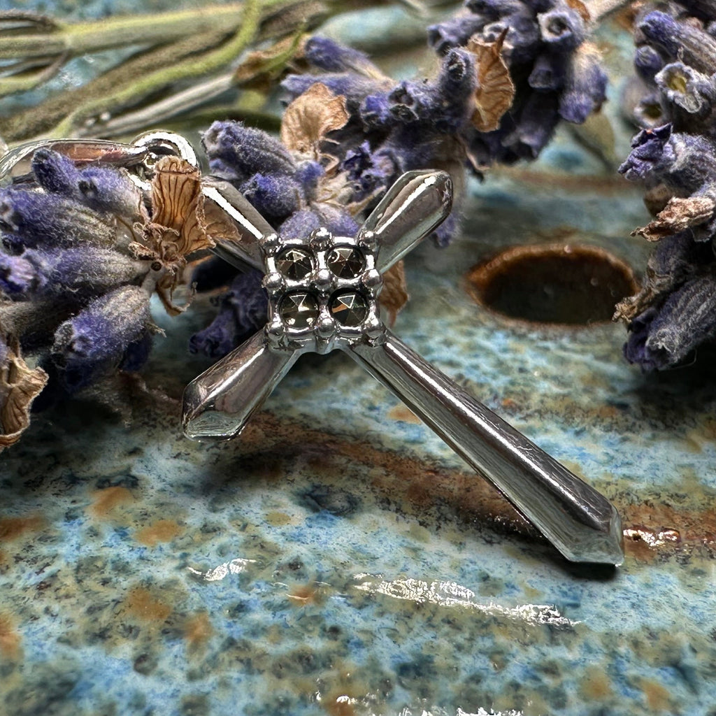 Petite Simplicity Marcasite Cross Necklace in Sterling Silver | Pendant | Wiccan Center