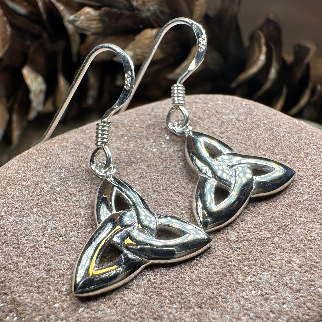 Dainty Celtic Trinity Knot Earrings in Sterling Silver | Dangle Earrings | Wiccan Center