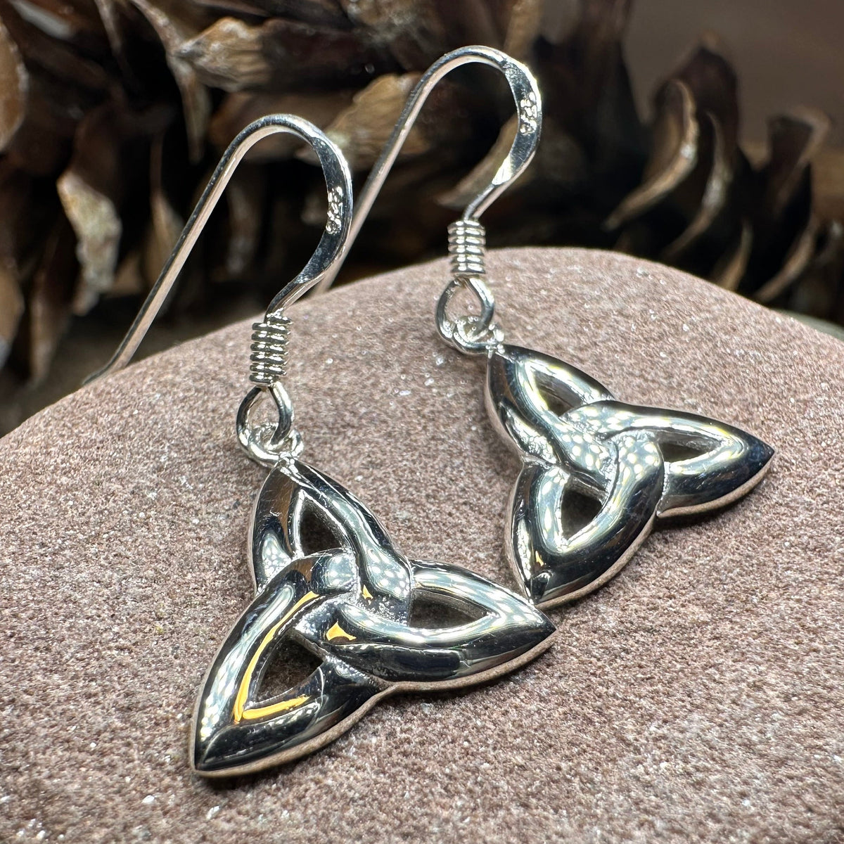Dainty Celtic Trinity Knot Earrings in Sterling Silver