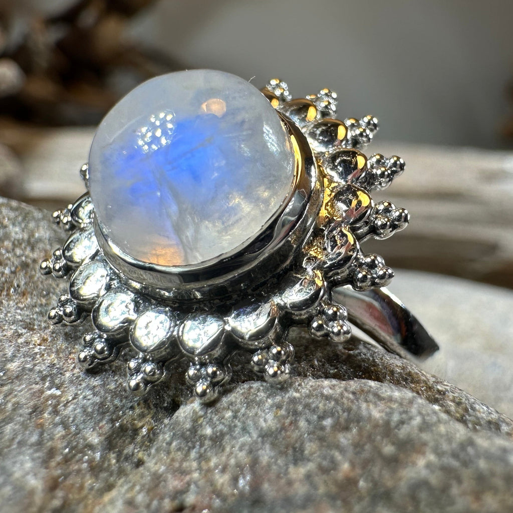 Sunyana Moonstone Sun Ring | Ring | Wiccan Center