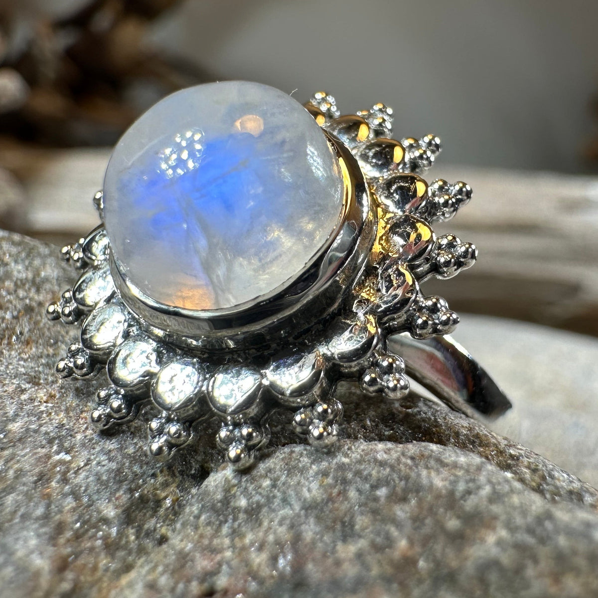 Sunyana Moonstone Sun Ring | Ring | Wiccan Center