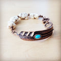 White Chunky Turquoise Beaded Bracelet on Copper Feather 810s | Bracelet | Wiccan Center