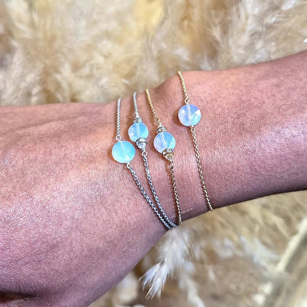 Opalite Sparkle Bracelet with Swarovski Clasp
