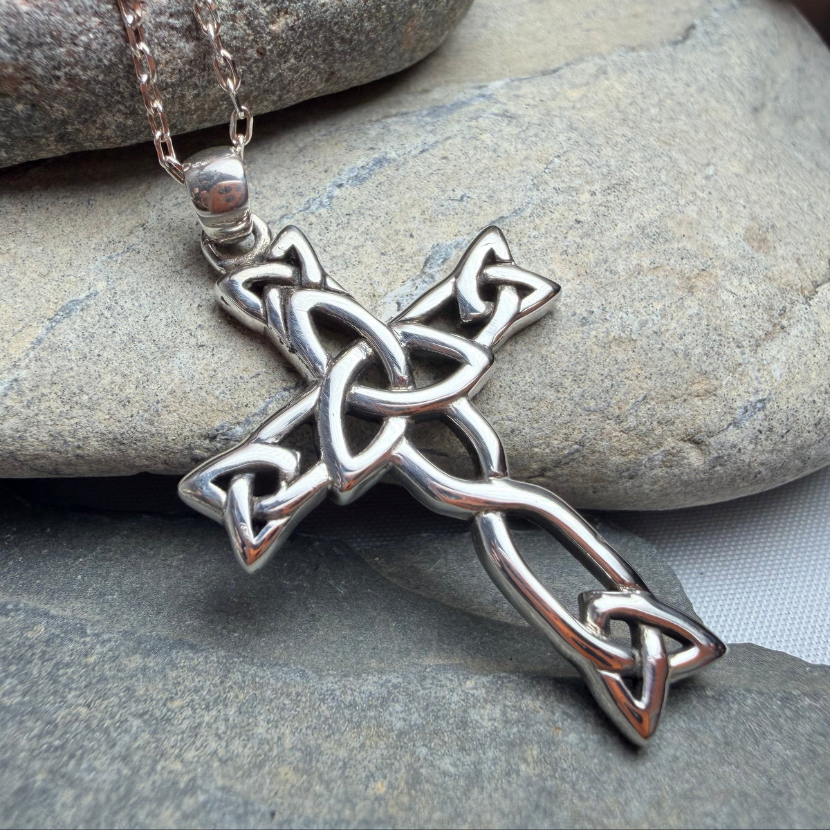 Trinity Knot Celtic Cross Necklace In Sterling Silver | Pendant | Wiccan Center