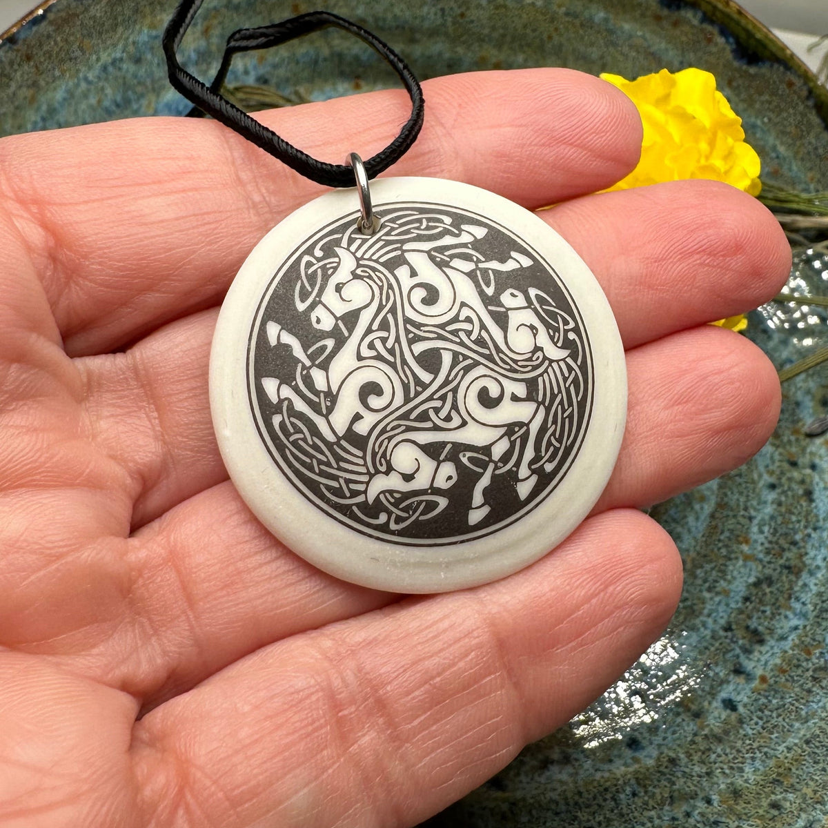 Artisan Celtic Triple Horse Necklace - Handmade in the U.S.A.