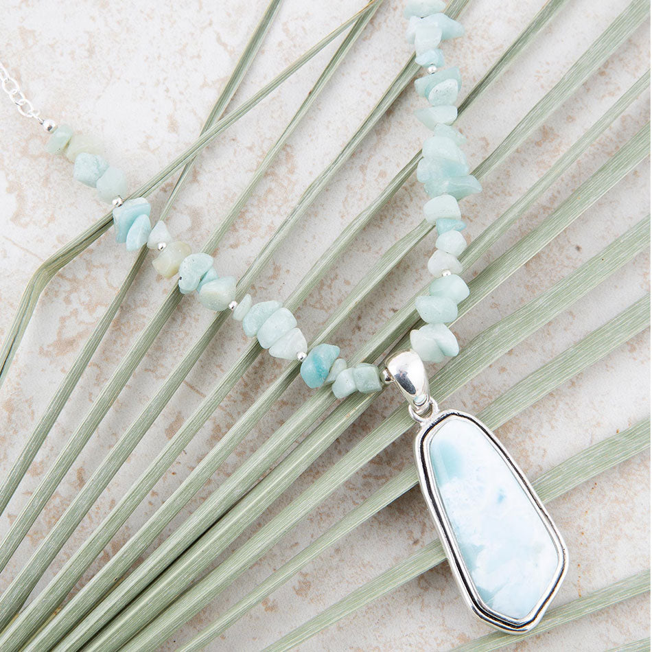 Natural Wonders Blue Larimar and Sterling Silver Necklace | Necklaces | Wiccan Center