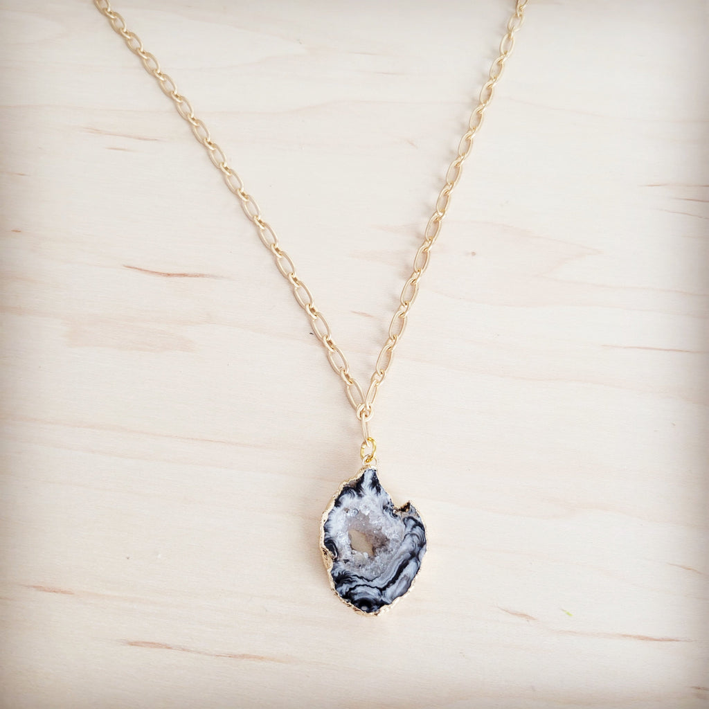 **Gilded Black Agate Necklace 257ma | Necklace | Wiccan Center