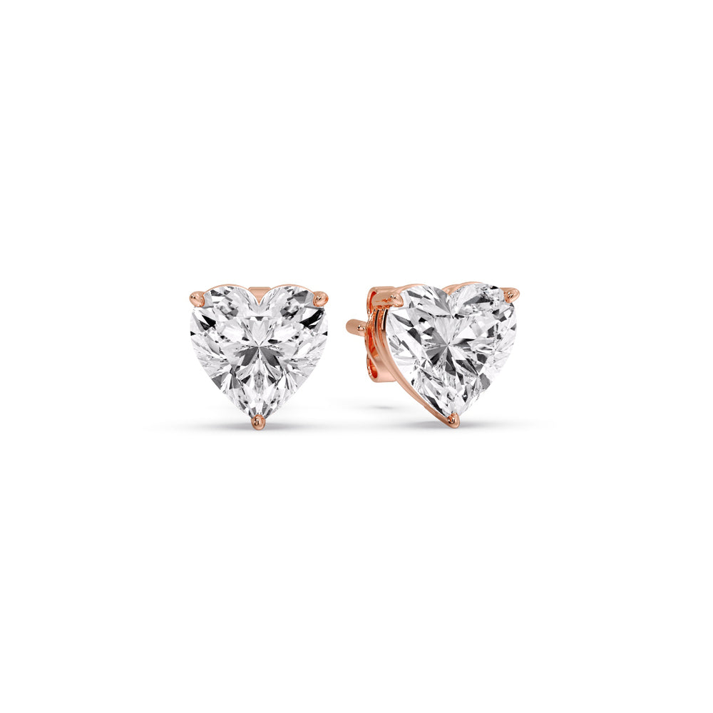 Heart Shaped 3 Prong Basket Stud Earring