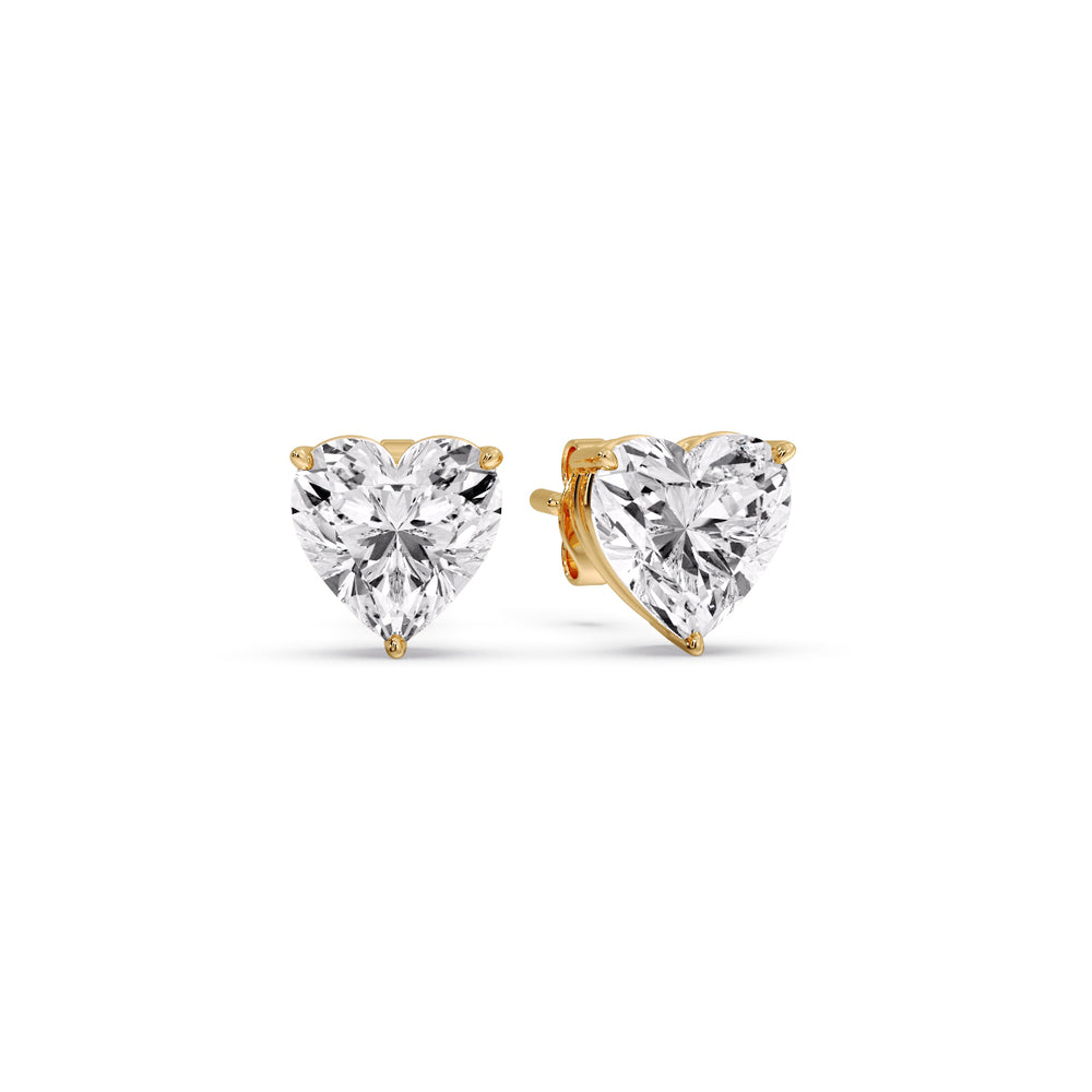 Heart Shaped 3 Prong Basket Stud Earring