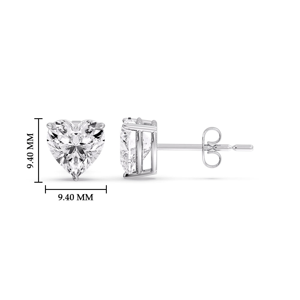 Heart Shaped 3 Prong Basket Stud Earring