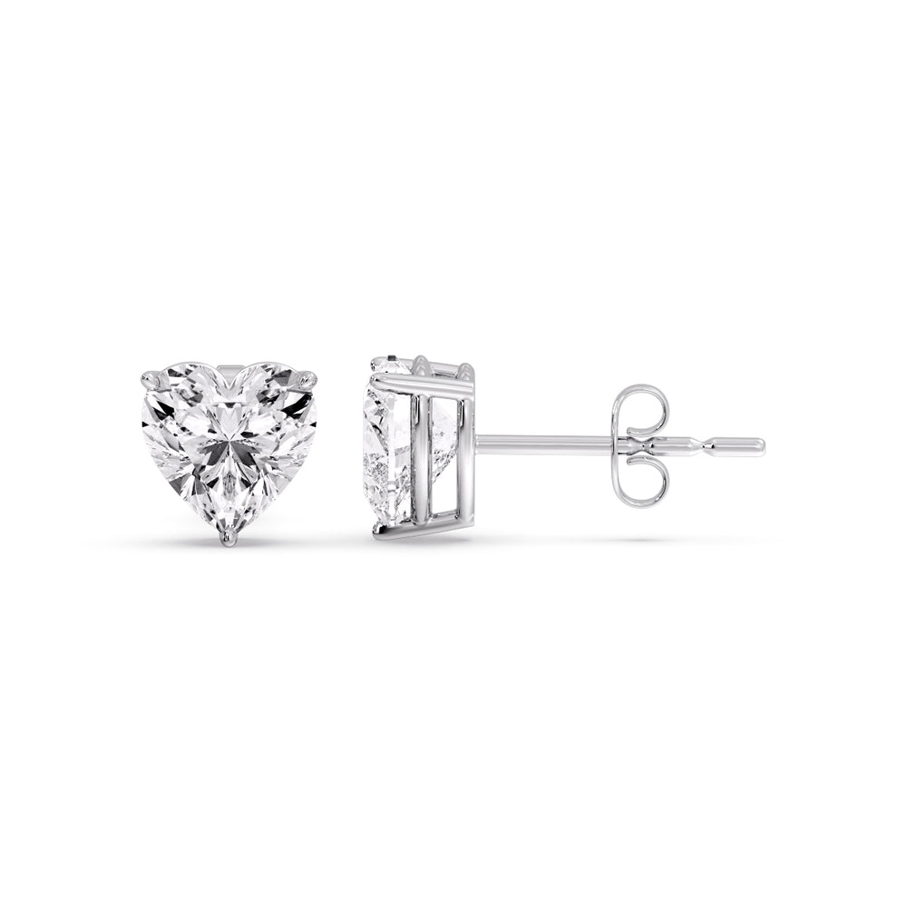 Heart Shaped 3 Prong Basket Stud Earring