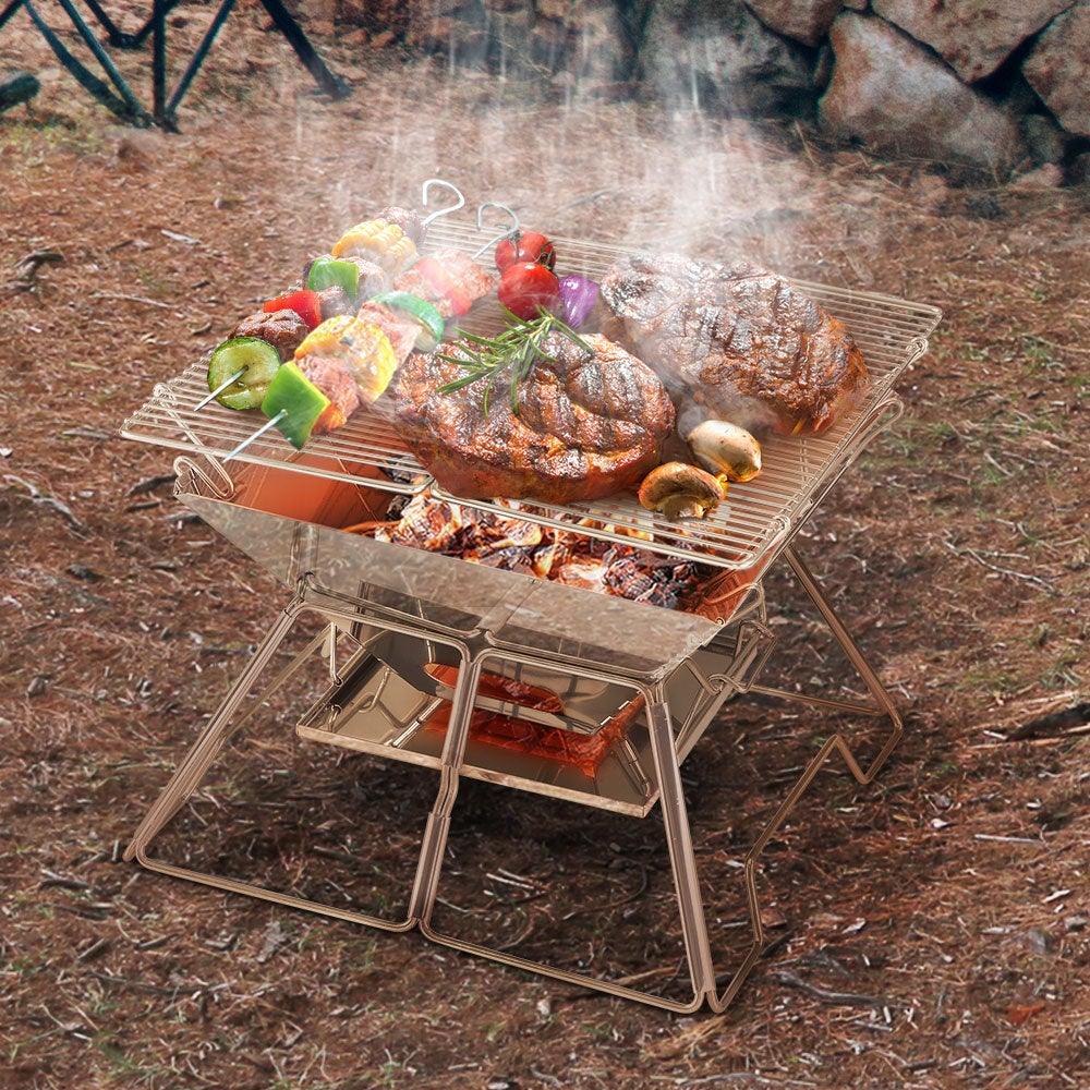 Grillz Camping Fire Pit BBQ 2-in-1 Grill Smoker Outdoor Portable | Tech Accessories | Wiccan Center