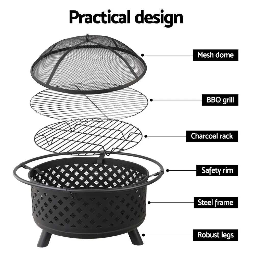 Fire Pit BBQ Grill Smoker Portable Outdoor Fireplace Patio Heater Pits | Tech Accessories | Wiccan Center