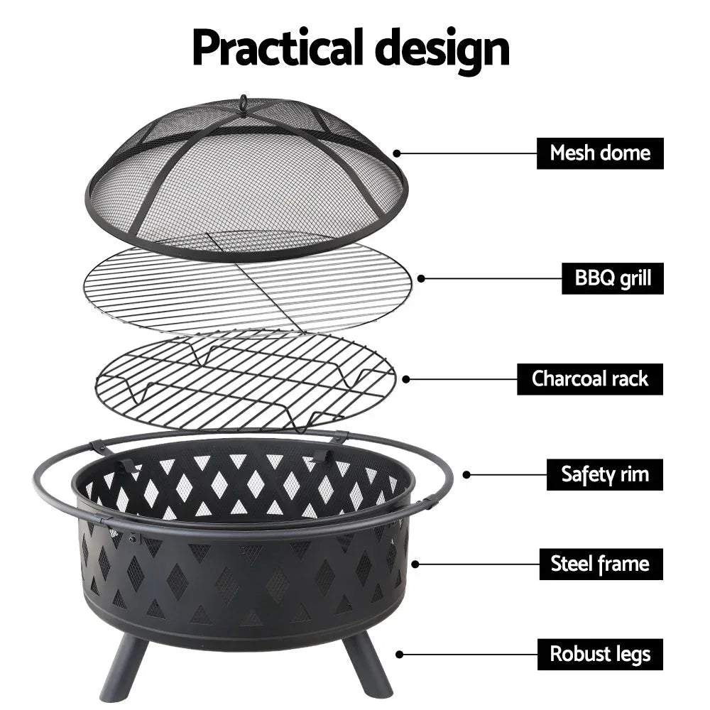 Fire Pit BBQ Charcoal Grill Ring Portable Outdoor Kitchen Fireplace | Tech Accessories | Wiccan Center