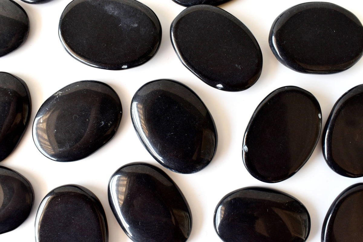 Black Tourmaline Worry  Stones (Meditation and Self-Acceptance)