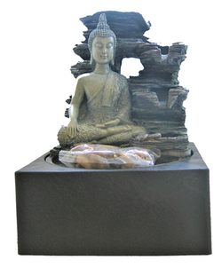 Buddha mediating on cliff side fountain - Model 6027 | HOME AND GARDEN | Wiccan Center