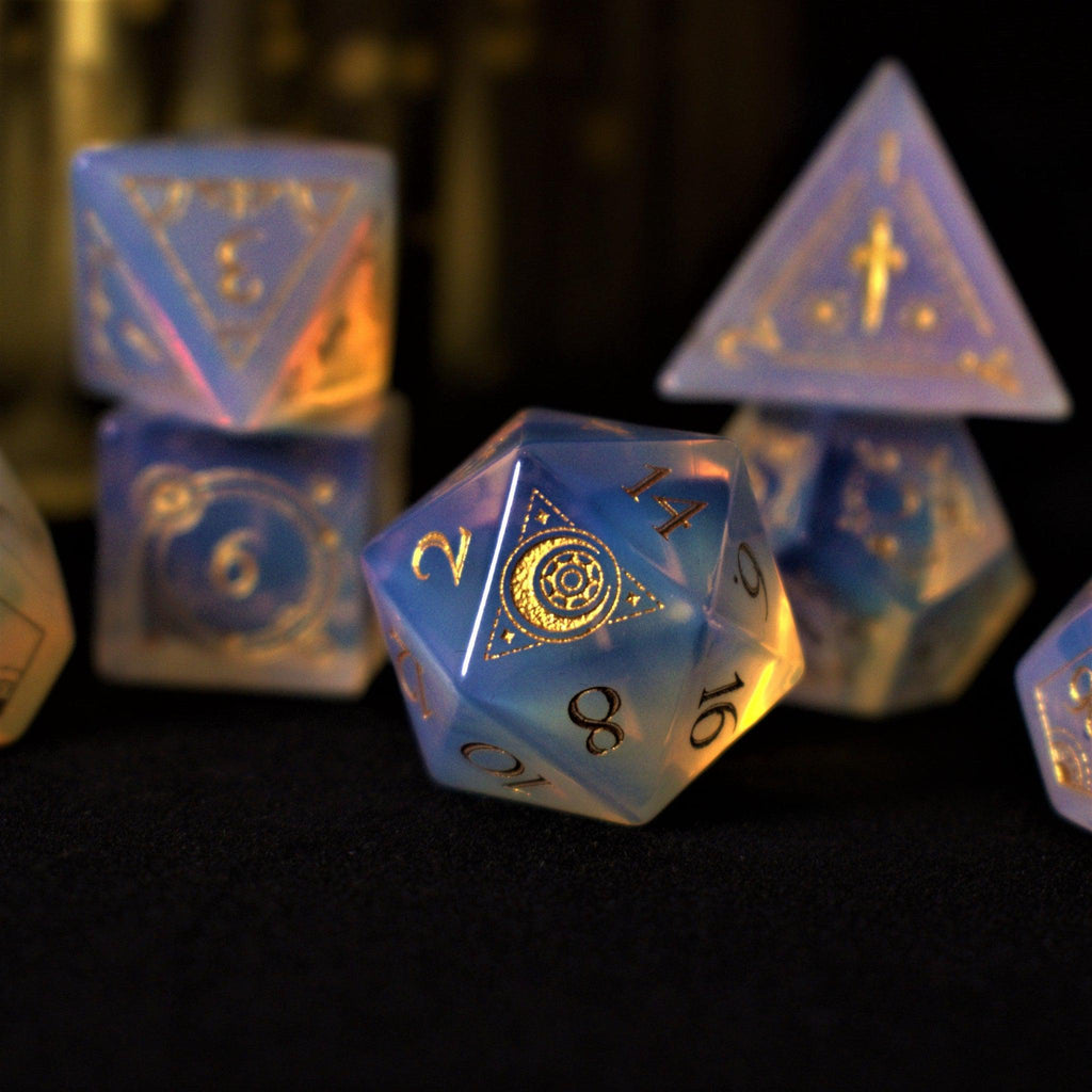 Fabled Mark Opalite Stone Dice Set | Stone/Glass | Wiccan Center