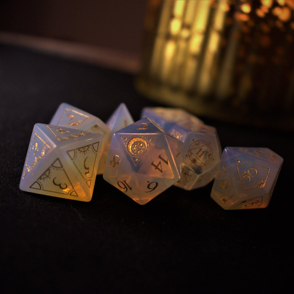 Fabled Mark Opalite Stone Dice Set | Stone/Glass | Wiccan Center