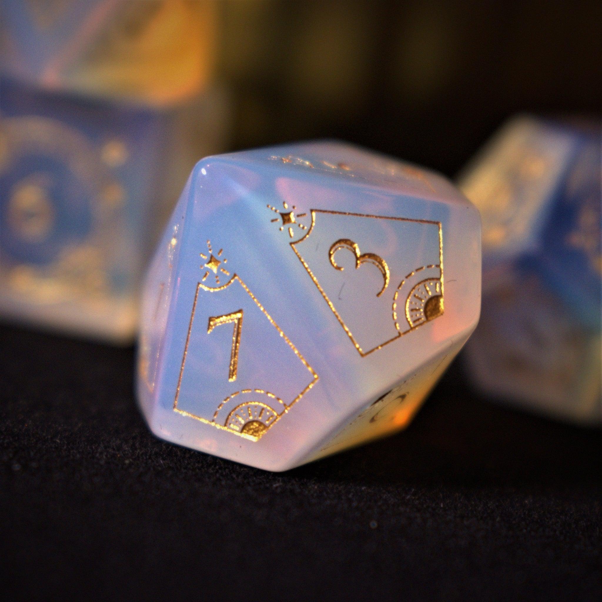 Fabled Mark Opalite Stone Dice Set | Stone/Glass | Wiccan Center