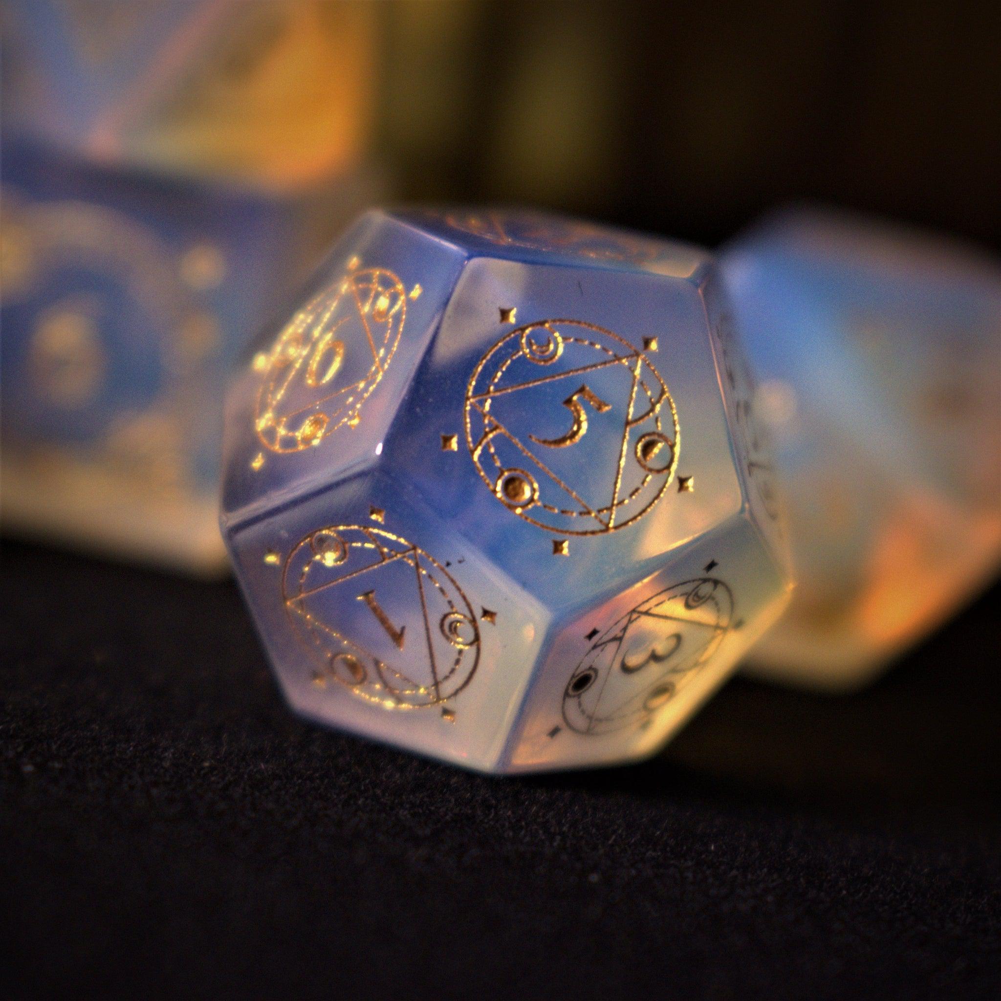 Fabled Mark Opalite Stone Dice Set | Stone/Glass | Wiccan Center