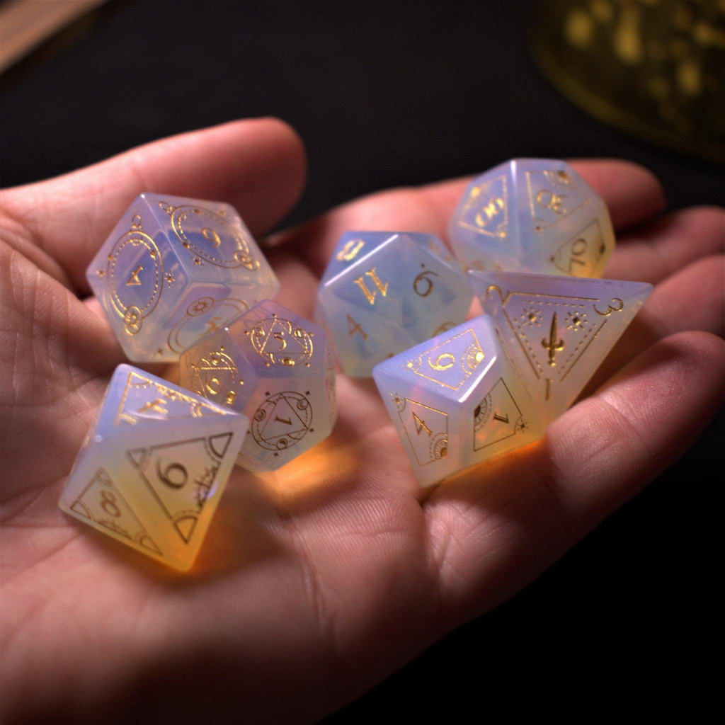 Fabled Mark Opalite Stone Dice Set | Stone/Glass | Wiccan Center