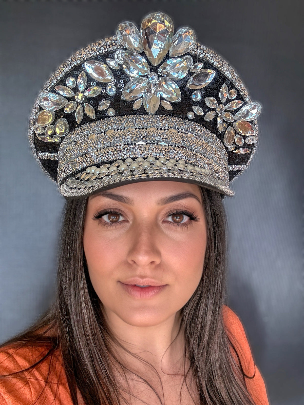 Black and Silver Rhinestone Hat / Sequin Hat / Party Captain Hat / Festival Hat, EDC Hat, Rave Hat / Birthday Hat / Custom Phrase Hat | | Wiccan Center