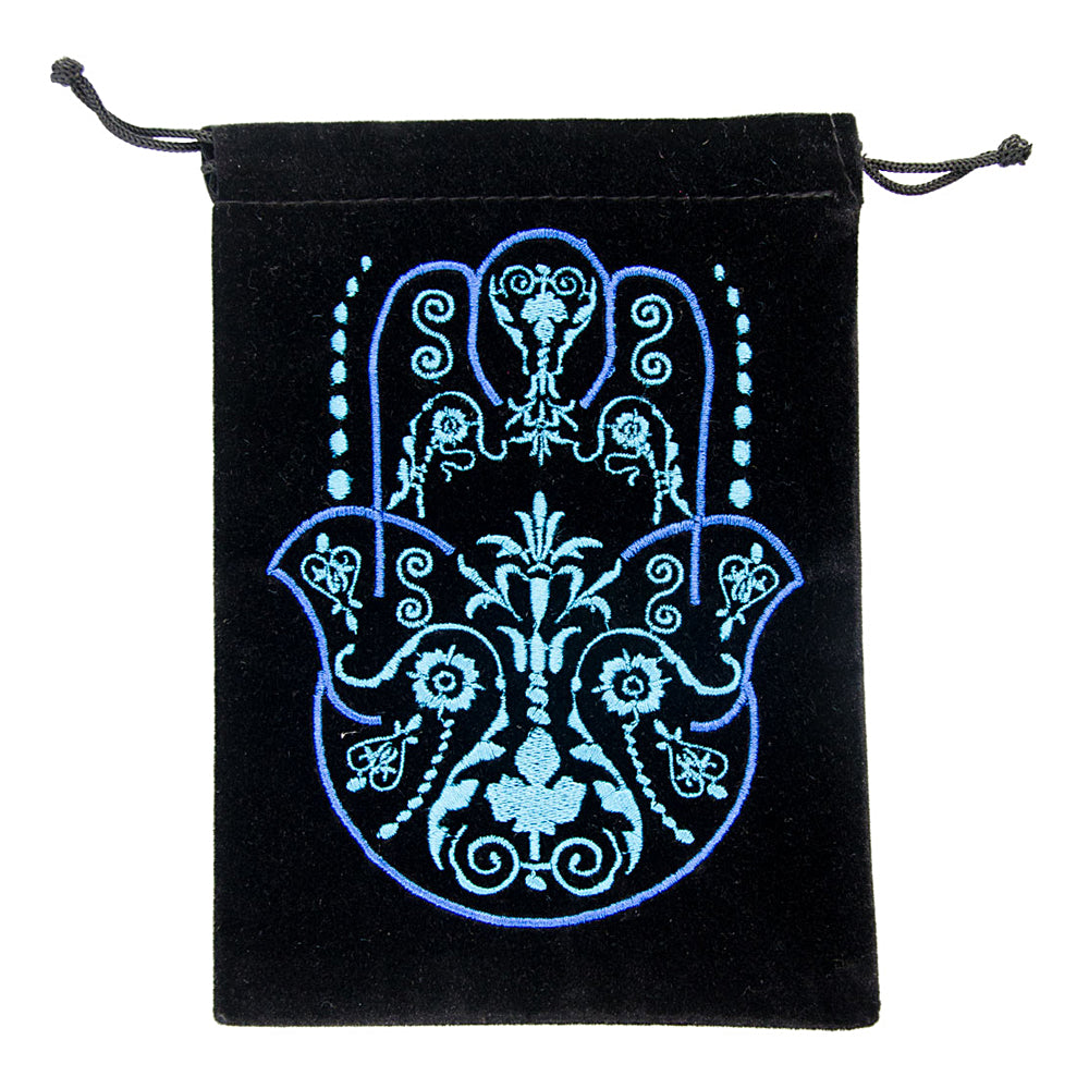 Fatima Hand Black Velvet Embroidered Bag | Tarot Cards | Wiccan Center