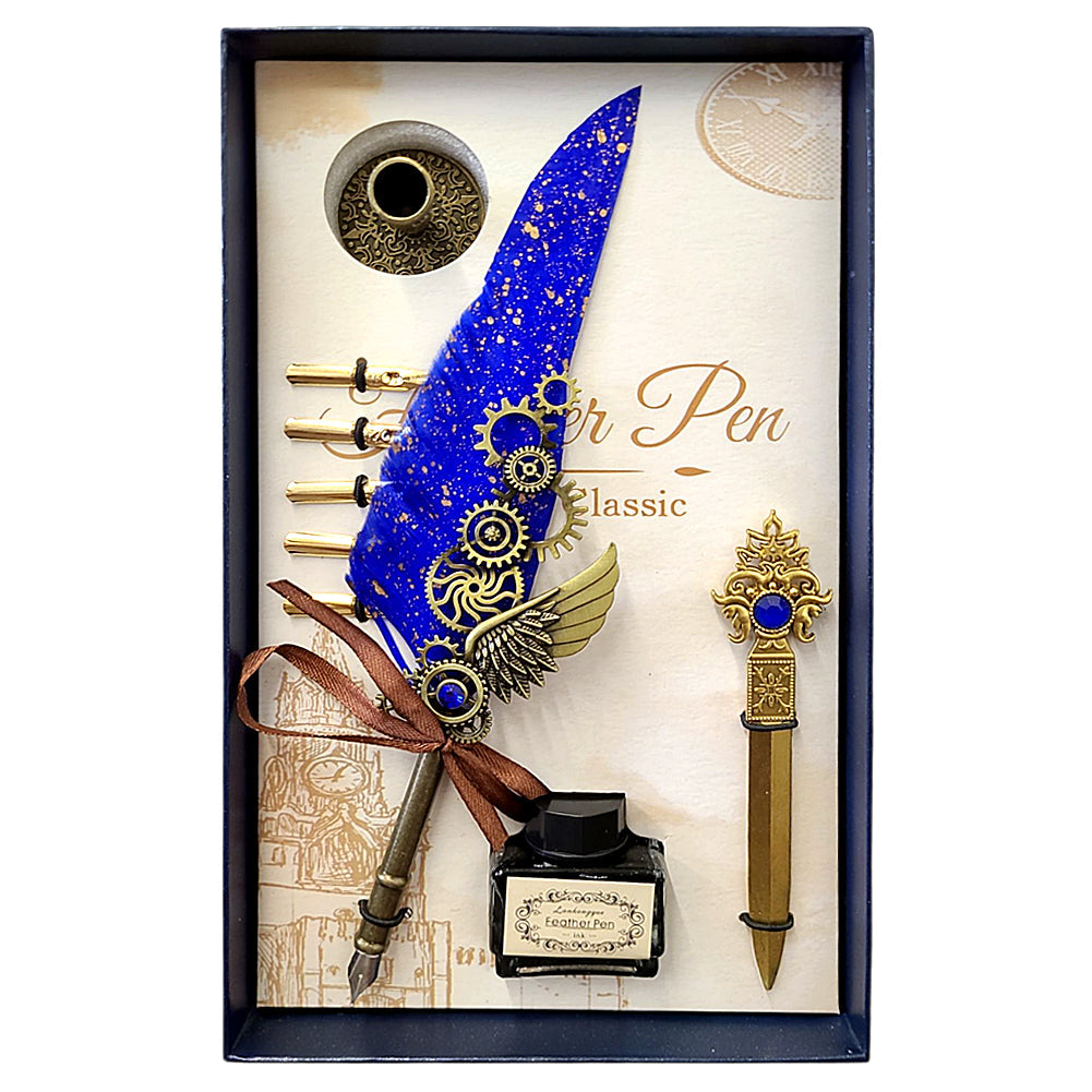 Refined Feather Quill Pen Dip Set - Feather Quill Pen Dip Set – Style 3 | Altar supplies | Wiccan Center