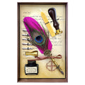 Peacock Feather Quill Dip Pen Set - Feather Quill Pen Dip Set – Style 4 | Altar supplies | Wiccan Center