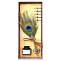 Peacock Feather Quill Dip Pen Set - Feather Quill Pen Dip Set – Style 5 | Altar supplies | Wiccan Center