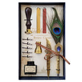 Peacock Feather Quill Dip Pen Set - Feather Quill Pen Dip Set – Style 8 | Altar supplies | Wiccan Center