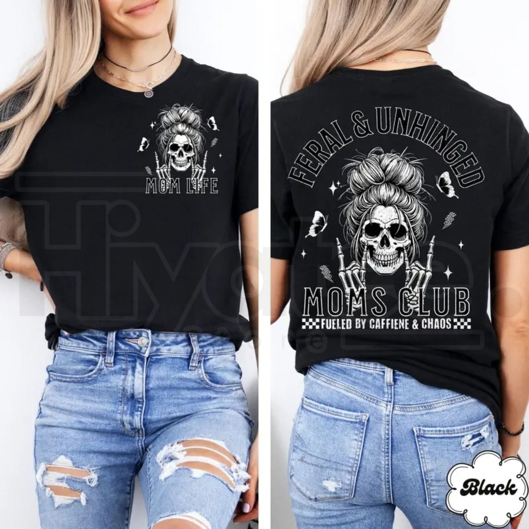 Feral and Unhinged Moms Club T-Shirt – Skeleton Coffee Edgy Mom Graphic Tee