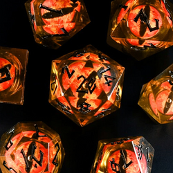 Flaming Eye Liquid Core Dice Set | Liquid Core | Wiccan Center