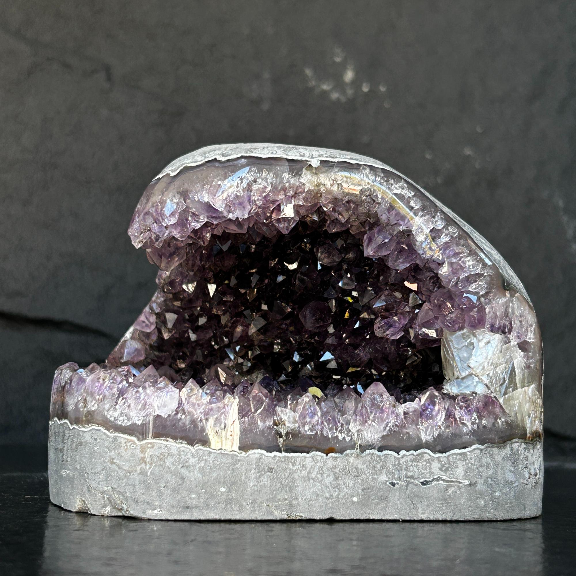 Flat Natural Amethyst Geode Centerpiece With Agate Layers | Centerpieces | Wiccan Center