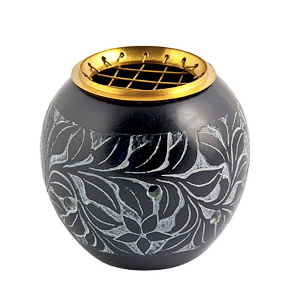 Floral Carved Screen Charcoal Burner | Incense Burner | Wiccan Center