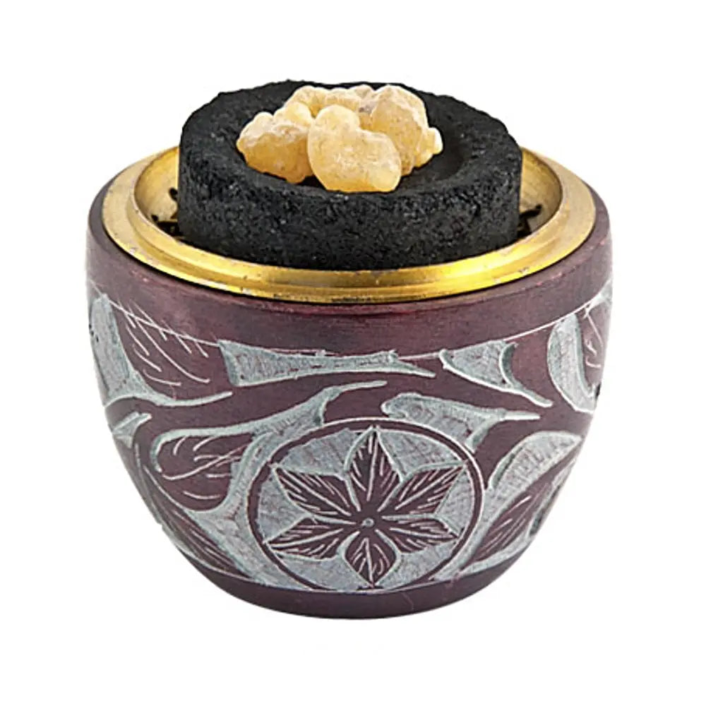 Floral Carved Screen Charcoal Burner | Incense Burner | Wiccan Center