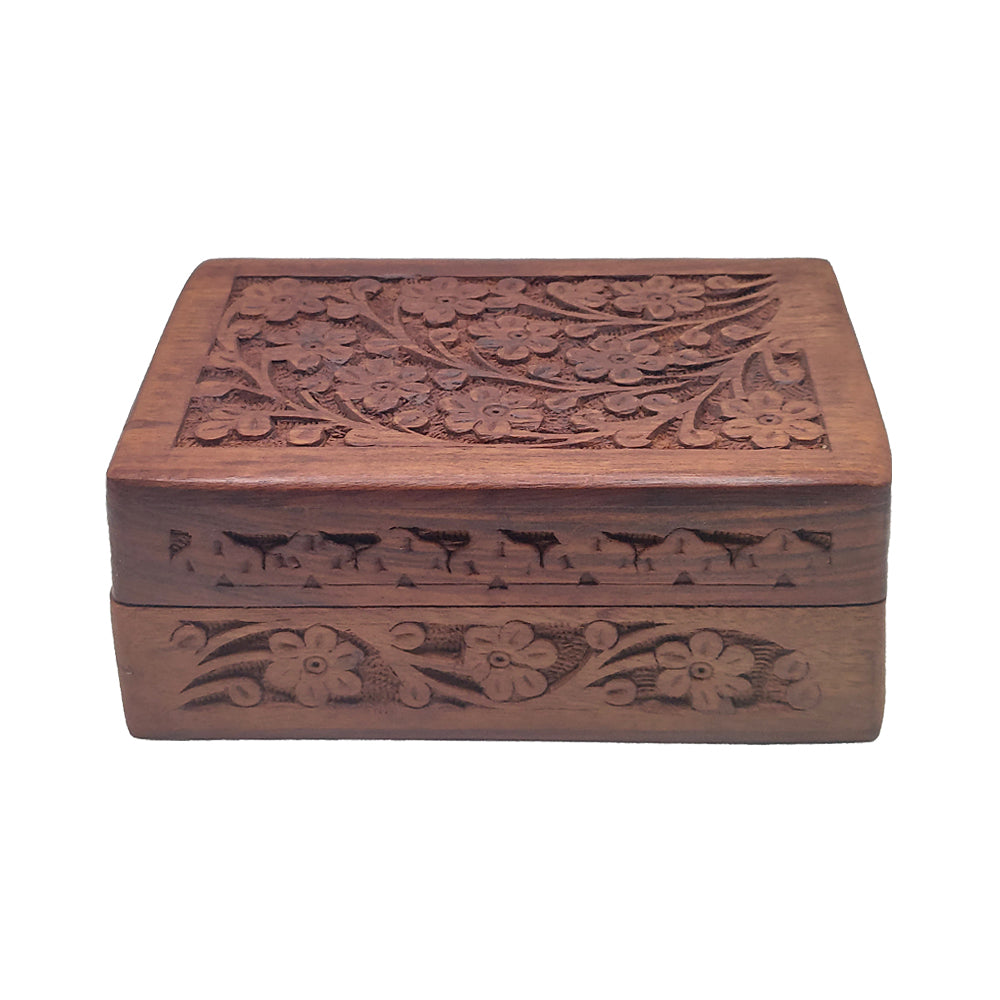 Floral Design Handcrafted Wooden Box 6" x 4"