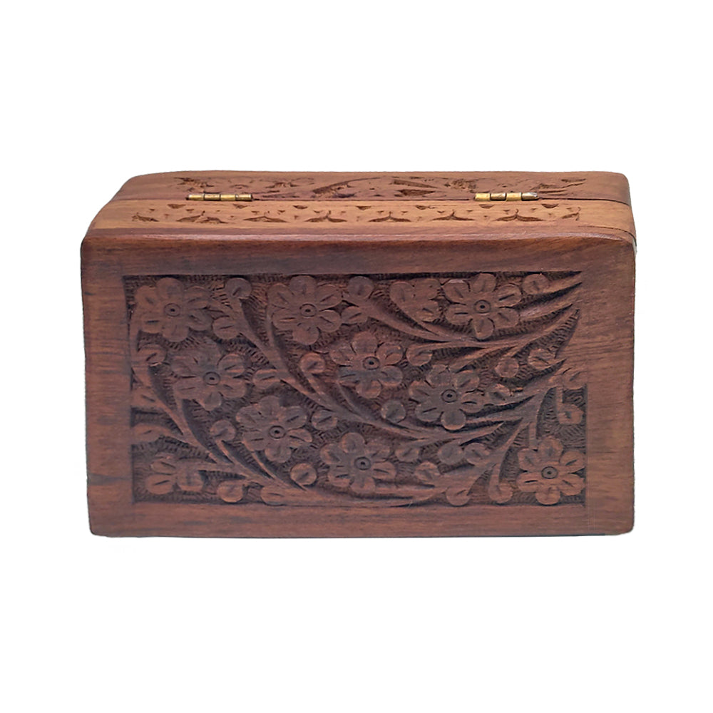 Floral Design Handcrafted Wooden Box 6" x 4"