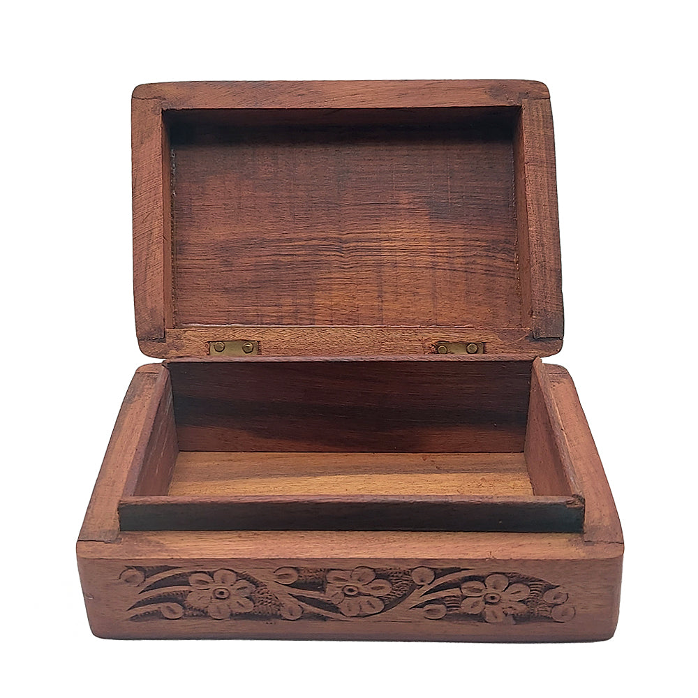 Floral Design Handcrafted Wooden Box 6" x 4"